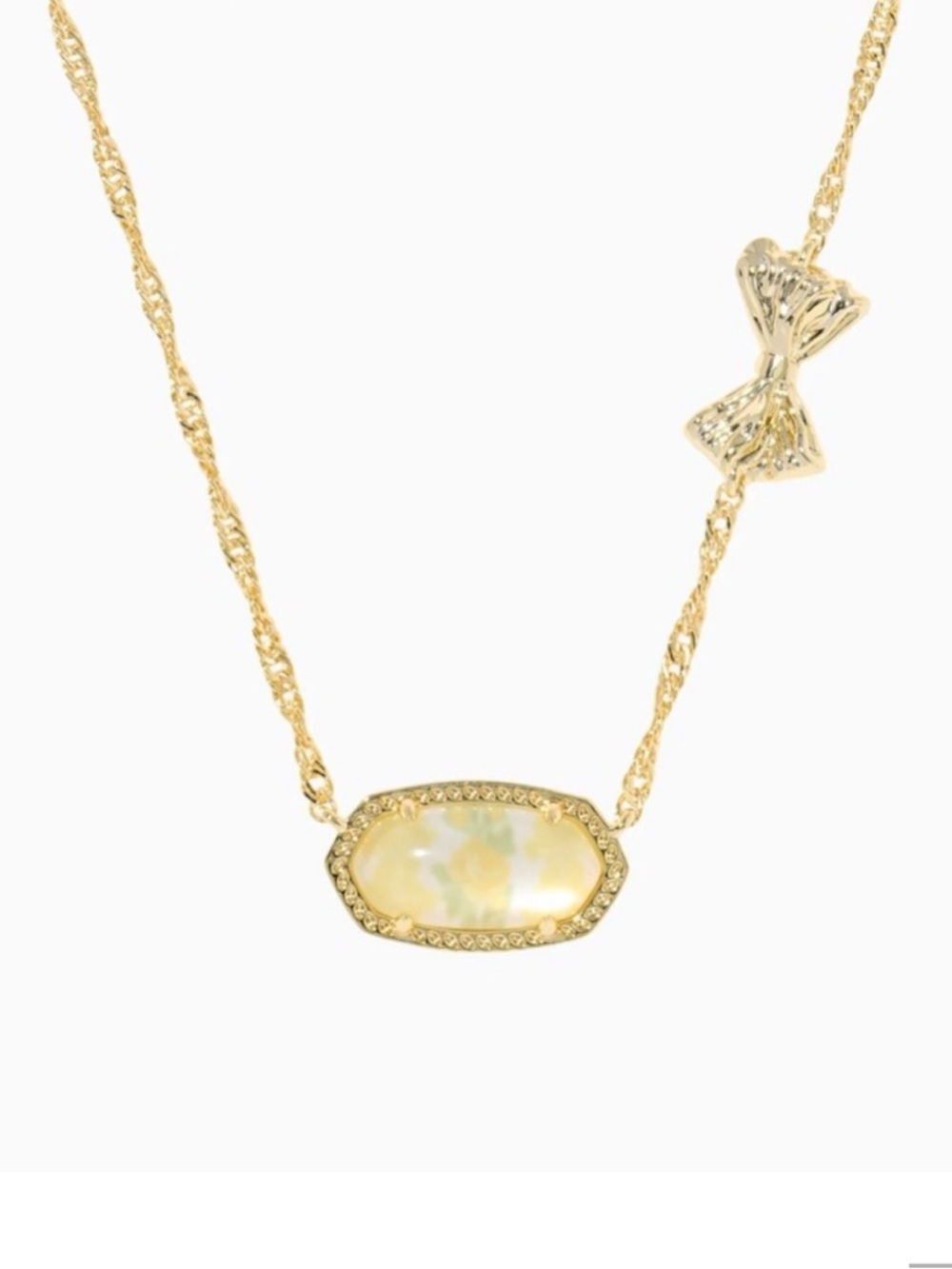 Kendra Scott x Love Shack Fancy necklace new  Yellow Pendant Necklace pink pouch